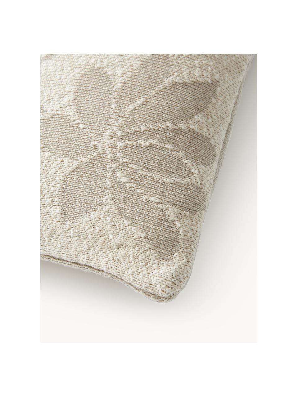 Housse de coussin broderie florale Anslei, 100 % coton, Beige, larg. 45 x long. 45 cm