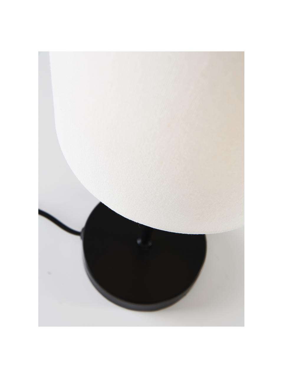 Lámpara de noche Seth, 2 uds., estilo clásico, Pantalla: tela, Estructura: metal pintado, Cable: plástico, Blanco, negro, Ø 15 x Al 45 cm