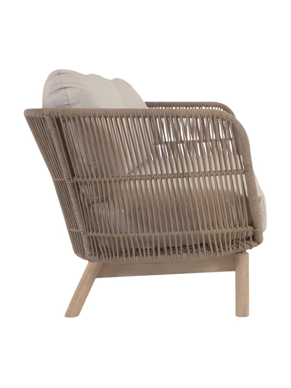 Divano da giardino 2 posti in legno di acacia Catalina, Rivestimento: 100% poliestere, Struttura: legno di acacia, certific, Velluto a coste beige, legno di acacia, Larg. 170 x Prof. 80 cm