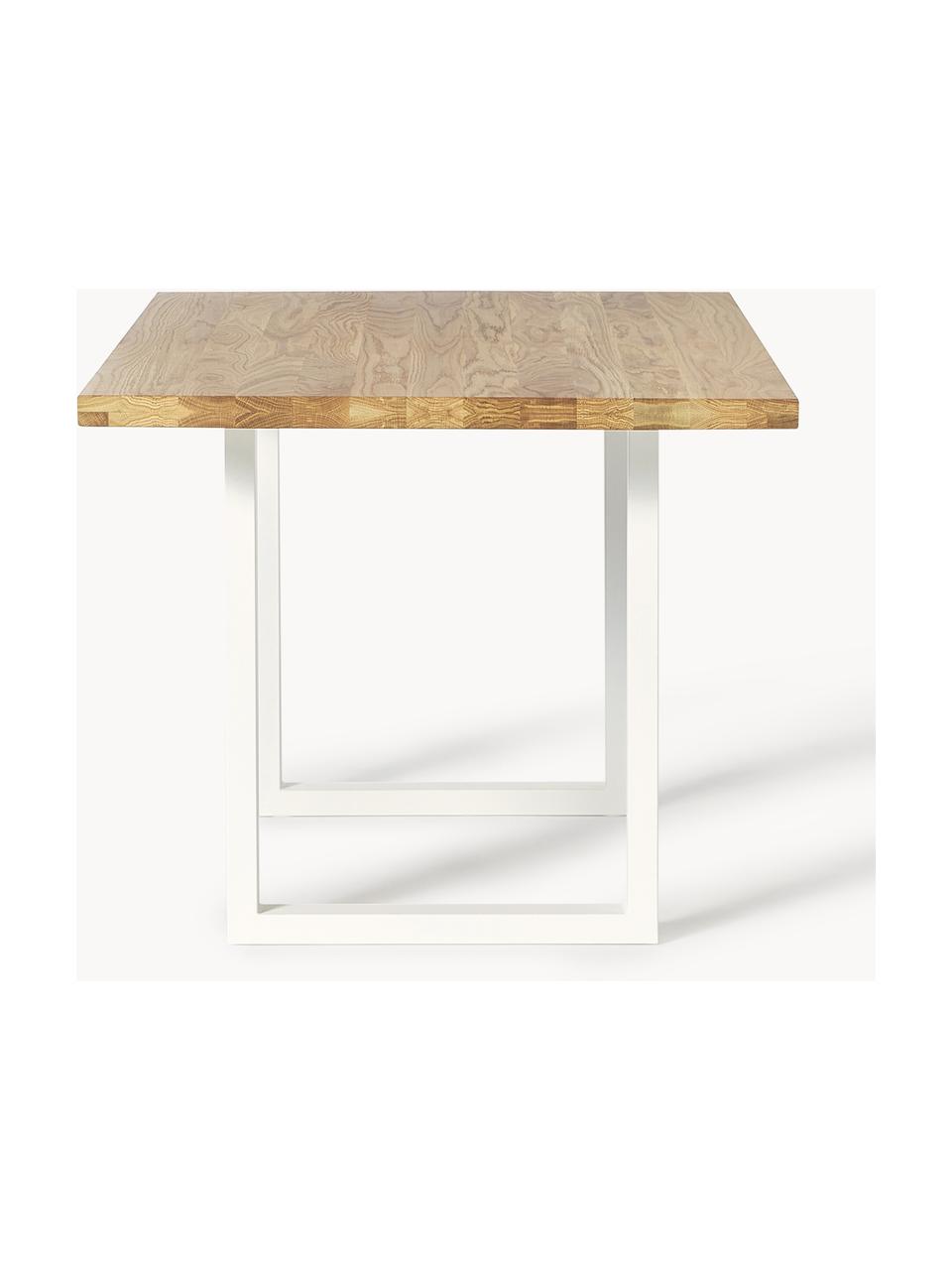 Tavolo in legno di quercia Oliver, varie misure, Gambe: metallo verniciato a polv, Legno di quercia bianco, Larg. 140 x Prof. 90 cm