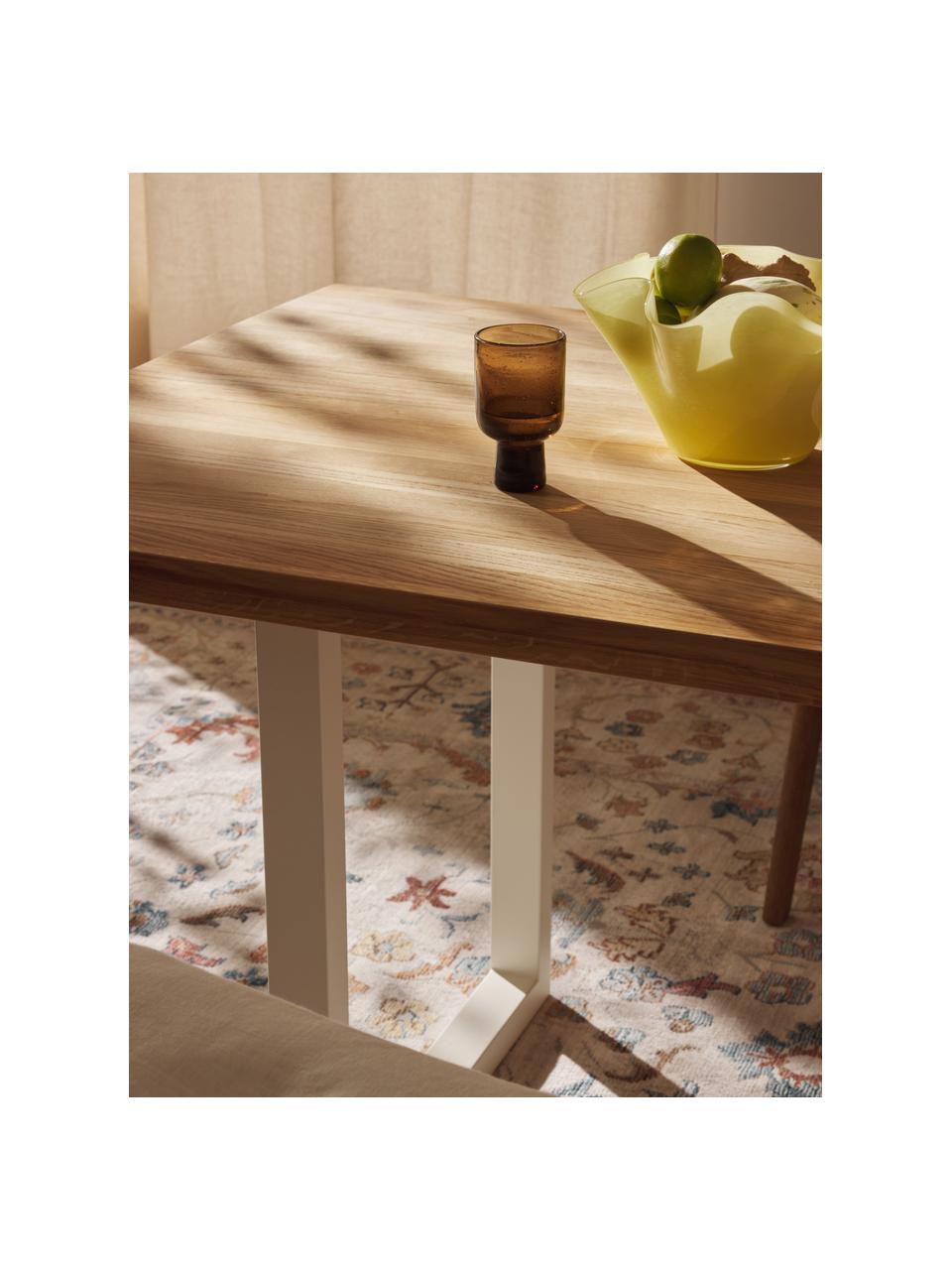 Stół do jadalni z drewna dębowego Oliver, różne rozmiary, Blat: lite drewno dębowe olejow, Nogi: metal malowany proszkowo, Drewno dębowe olejowane, biały, S 140 x G 90 cm