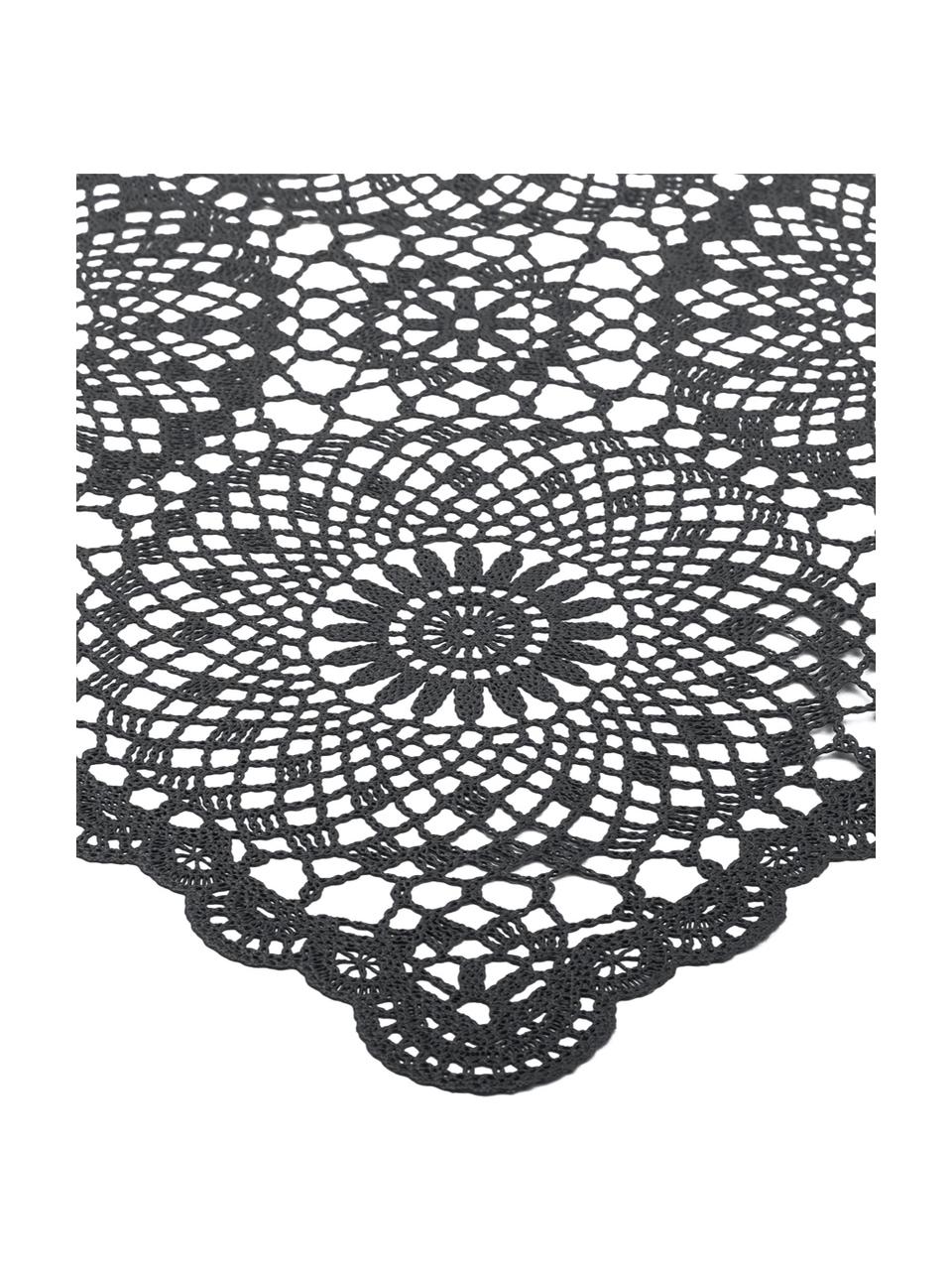 Nappe en plastique aspect crocheté Crochet, Plastique (PVC), Noir, Pour 6 à 10 pers. (larg. 150 x long. 264 cm)