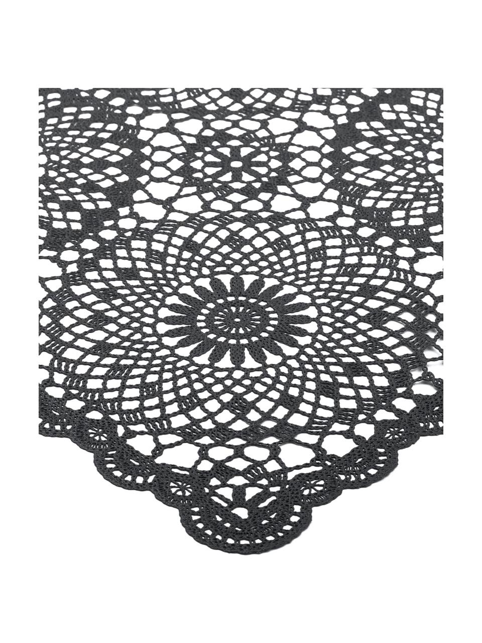 Tafelkleed Crochet in gehaakte look van kunststof, Kunststof (PVC), Zwart, Voor 6 - 10 personen (B 150 x L 264 cm)