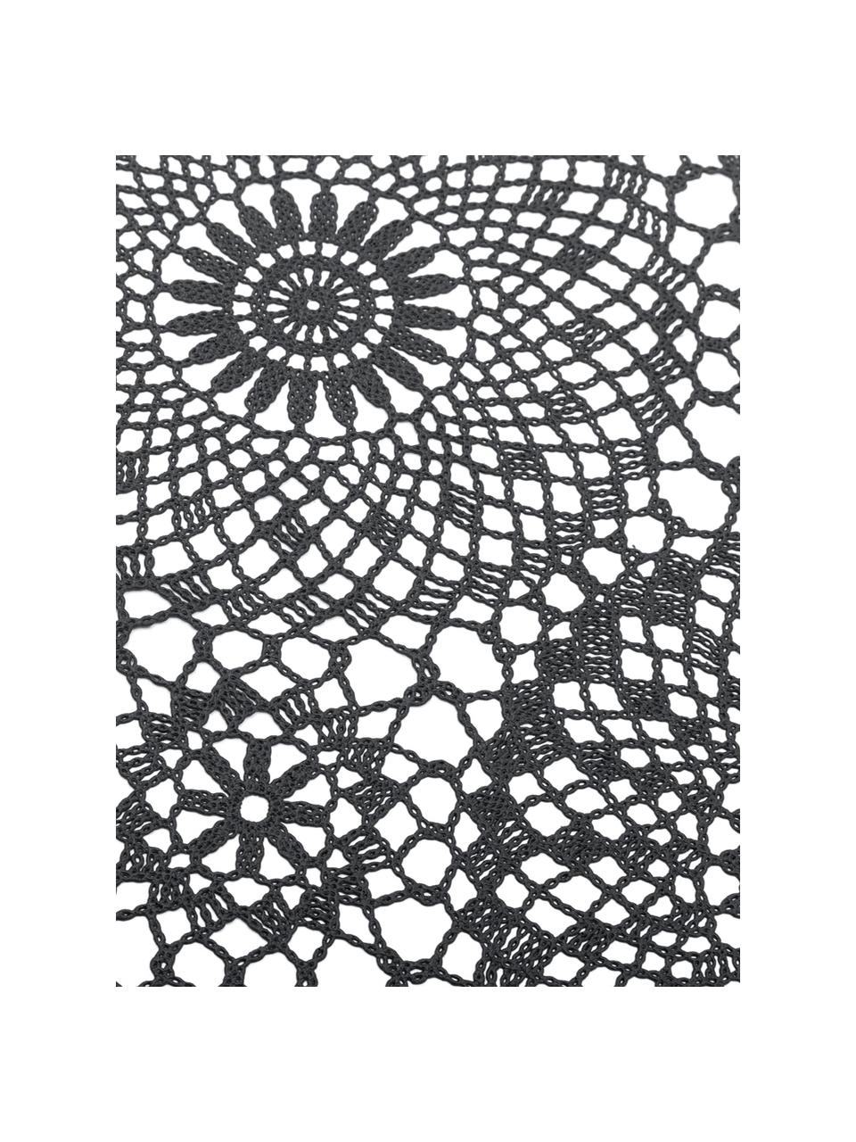 Mantel de plástico Crochet, Plástico (PVC), Negro, De 6 a 10 comensales (An 150 x L 264 cm)