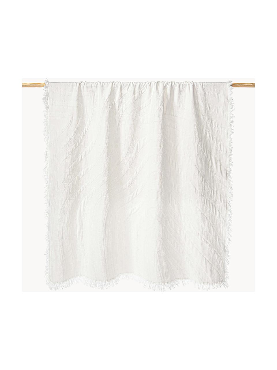 Manta de agodón texturizado con flecos Wavery, 100% algodón, Blanco, An 130 x L 170 cm