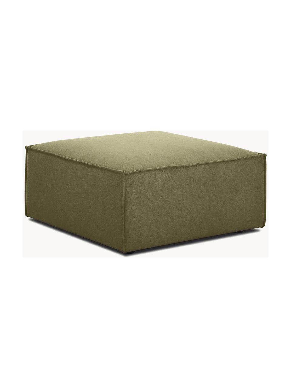 Sofa-Hocker Lennon, Bezug: Polyester Der hochwertige, Gestell: Massives Kiefernholz, Spe, Füße: Kunststoff Die Füße befin, Webstoff Olivgrün, B 88 x T 88 cm