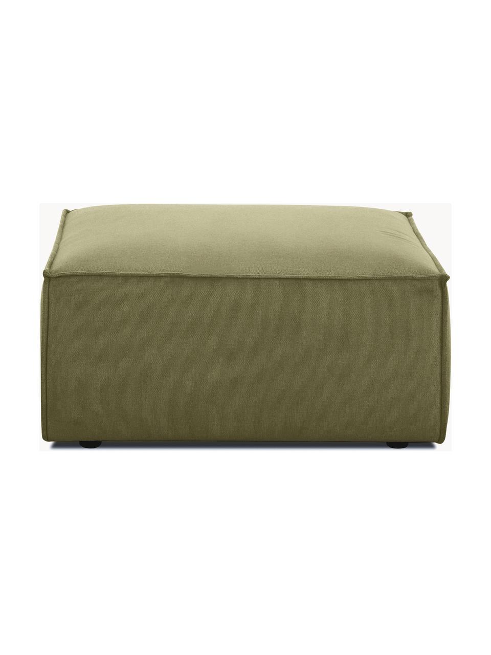 Sofa-Hocker Lennon, Bezug: Polyester Der hochwertige, Gestell: Massives Kiefernholz, Spe, Füße: Kunststoff Die Füße befin, Webstoff Olivgrün, B 88 x T 88 cm