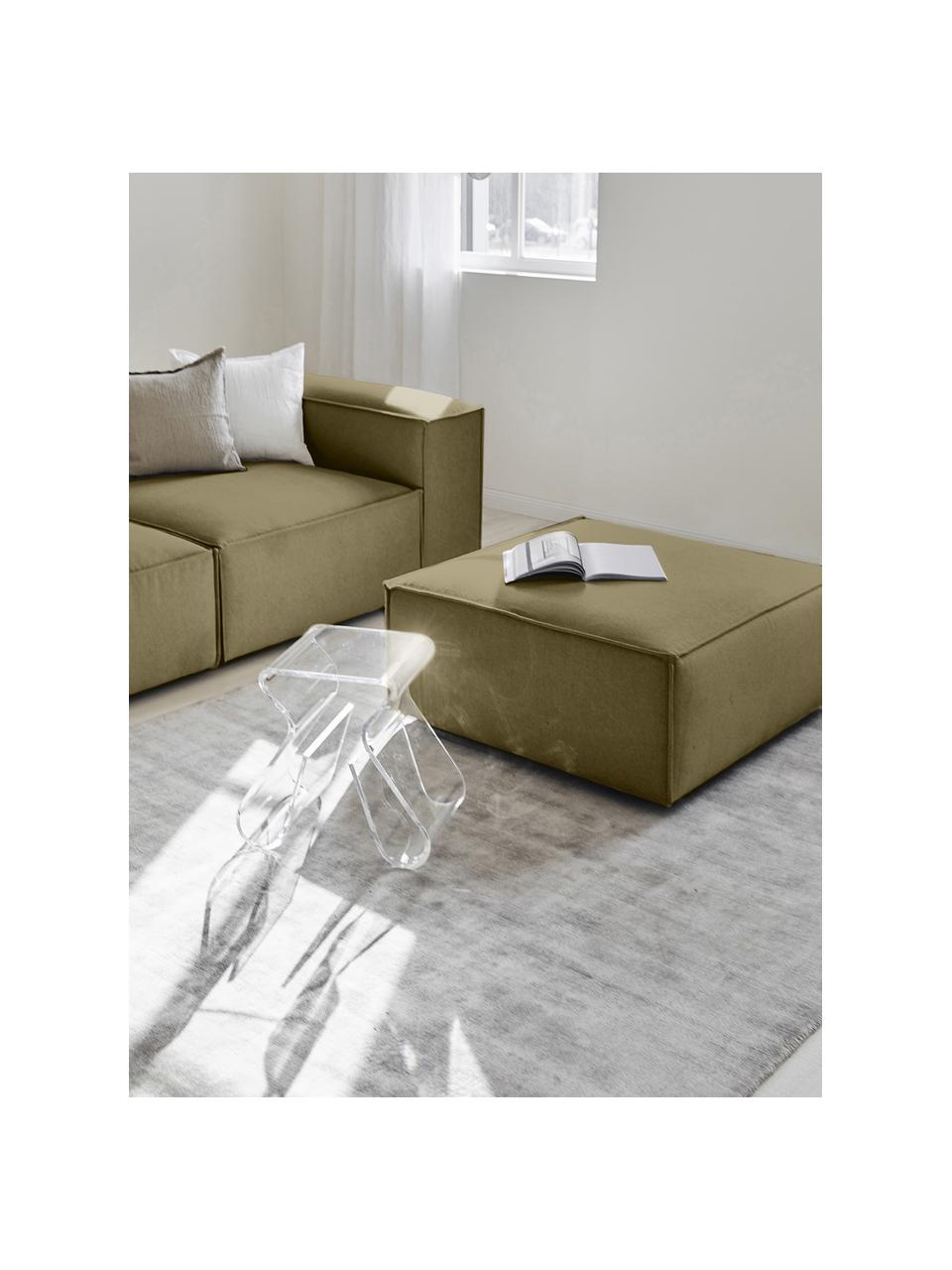 Sofa-Hocker Lennon, Bezug: Polyester Der hochwertige, Gestell: Massives Kiefernholz, Spe, Webstoff Olivgrün, B 88 x T 88 cm