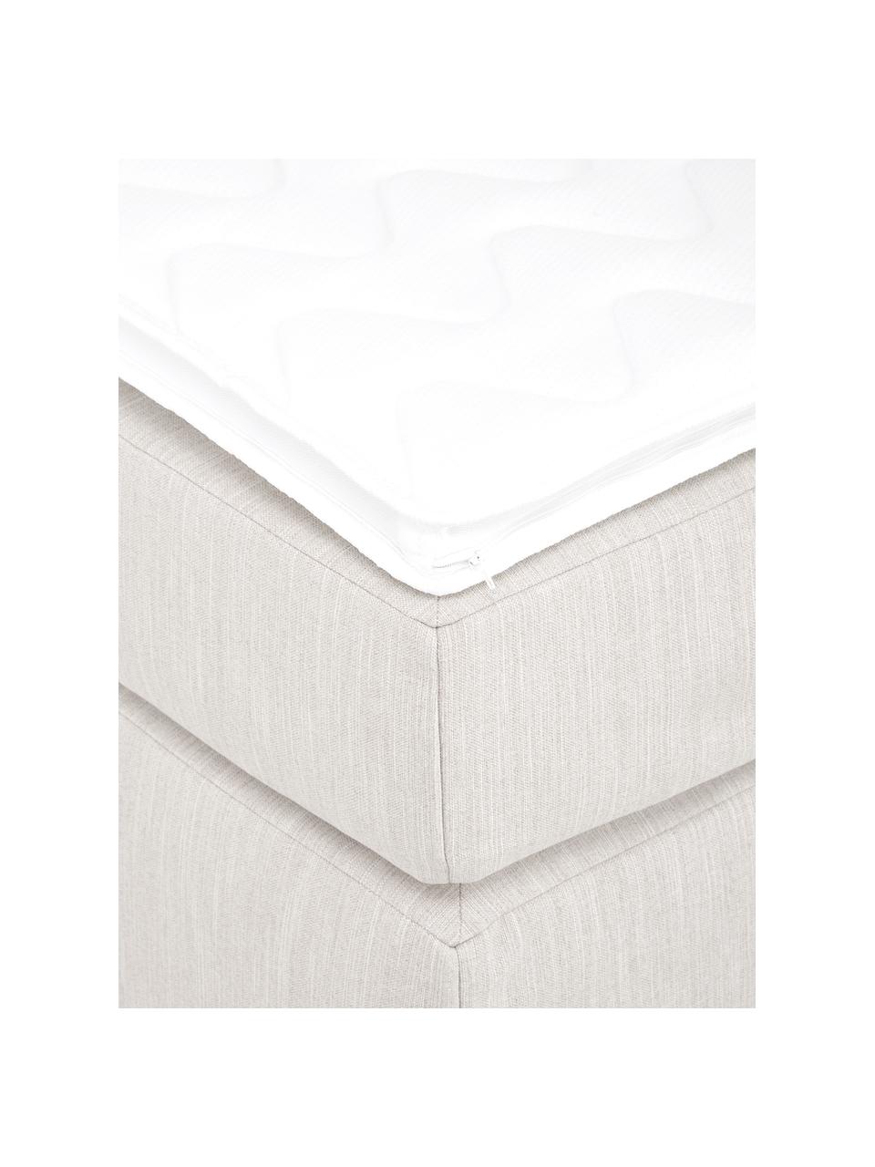 Letto boxspring senza testiera Enya, Materasso: nucleo a 5 zone di molle , Struttura: legno di pino massiccio, , Piedini: materiale sintetico, Tessuto greige, 140 x 200 cm, grado di durezza H2