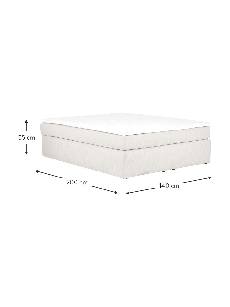Boxspringbett Enya, Matratze: 5-Zonen-Taschenfederkern, Füße: Kunststoff, Webstoff Greige, B 180 x L 200 cm, Härtegrad H3