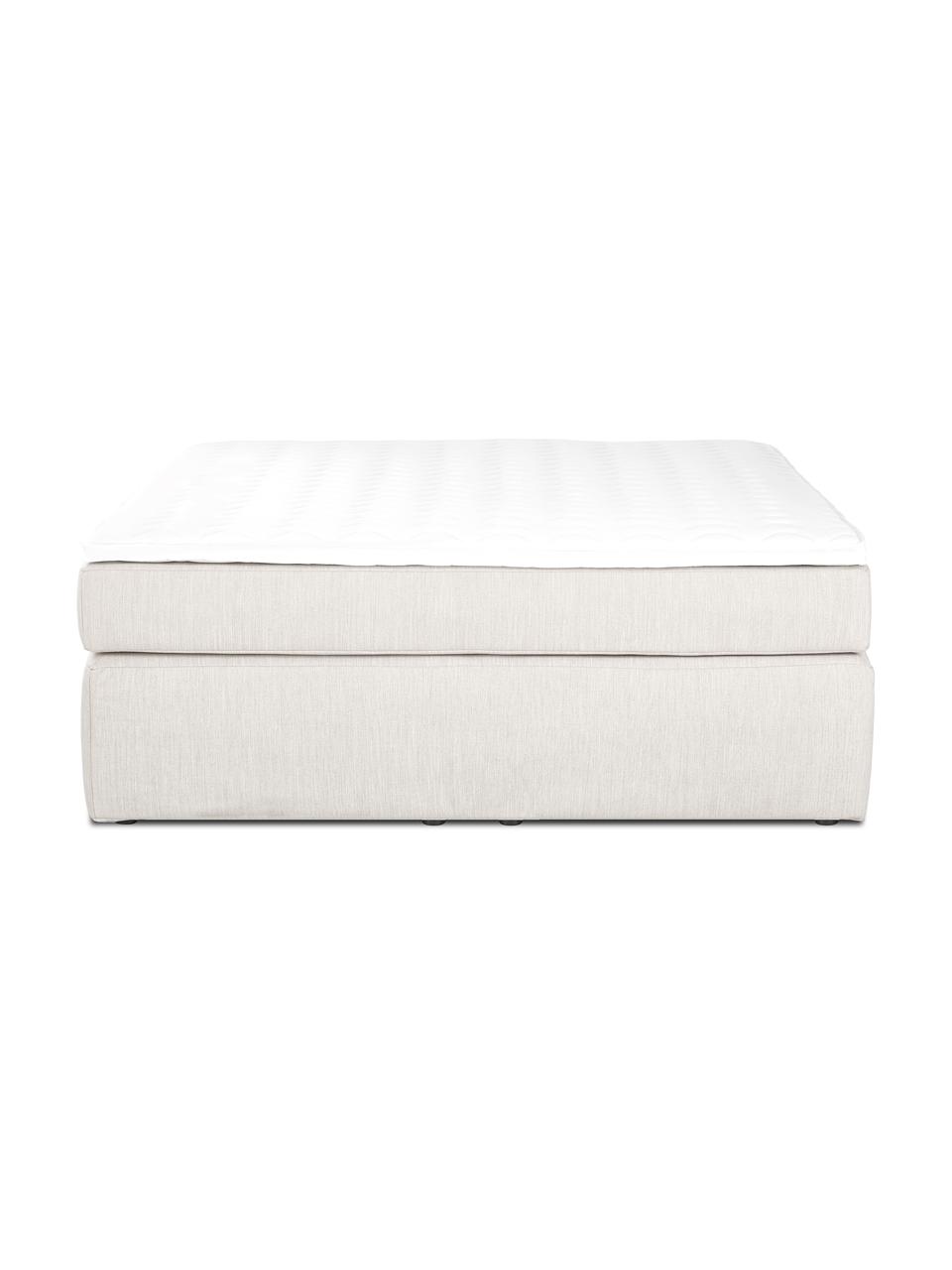 Cama continental Enya, sin cabecero, Patas: plástico, Tejido greige, 140 x 200 cm, dureza H2