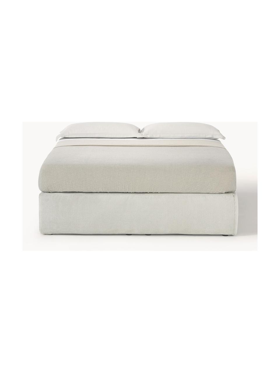 Letto boxspring Enya, Rivestimento superiore: 45% cotone, 55% poliester, Materasso: nucleo a molle insacchett, Piedini: plastica Questo prodotto , Tessuto greige, Larg. 180 x lung. 200 cm, grado di durezza H3