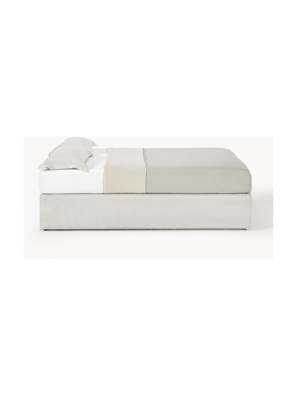 Letto boxspring Enya, Rivestimento superiore: 45% cotone, 55% poliester, Materasso: nucleo a molle insacchett, Piedini: plastica Questo prodotto , Tessuto greige, Larg. 180 x lung. 200 cm, grado di durezza H3