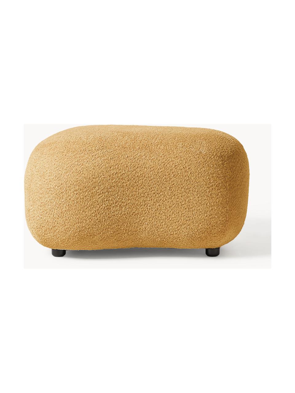 Hocker Alba aus Teddy-Bouclé, Bezug: 100 % Polyester (Teddy-Bo, Füße: Kunststoff Dieses Produkt, Teddy-Bouclé Ocker, B 70 x H 42 cm, gebogen links