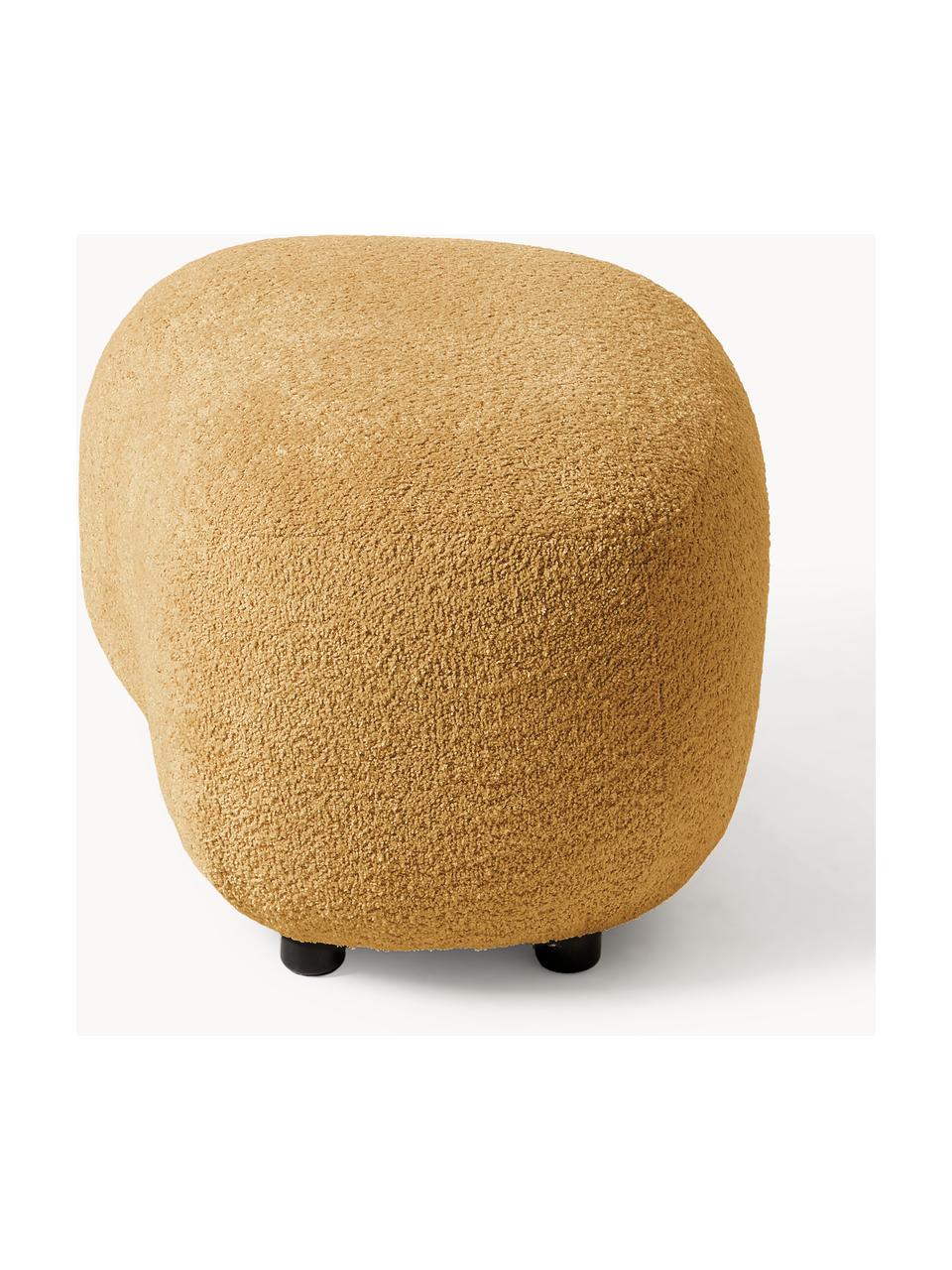 Hocker Alba aus Teddy-Bouclé, Bezug: 100 % Polyester (Teddy-Bo, Füße: Kunststoff Dieses Produkt, Teddy-Bouclé Ocker, B 70 x H 42 cm, gebogen links