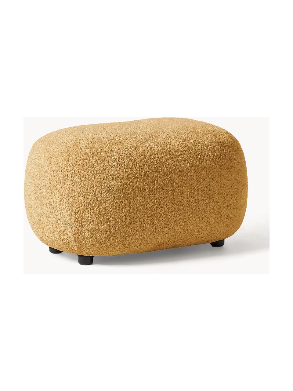 Hocker Alba aus Teddy-Bouclé, Bezug: 100 % Polyester (Teddy-Bo, Füße: Kunststoff Dieses Produkt, Teddy-Bouclé Ocker, B 70 x H 42 cm, gebogen links