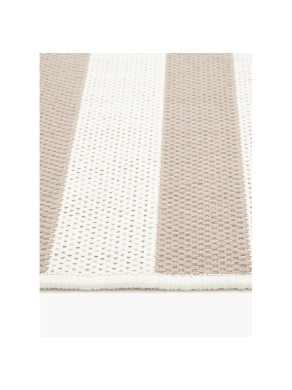 Tapis d'extérieur à jeu de rayures Axa, 86 % polypropylène, 14 % polyester, Blanc cassé, beige clair, larg. 80 x long. 150 cm (taille XS)