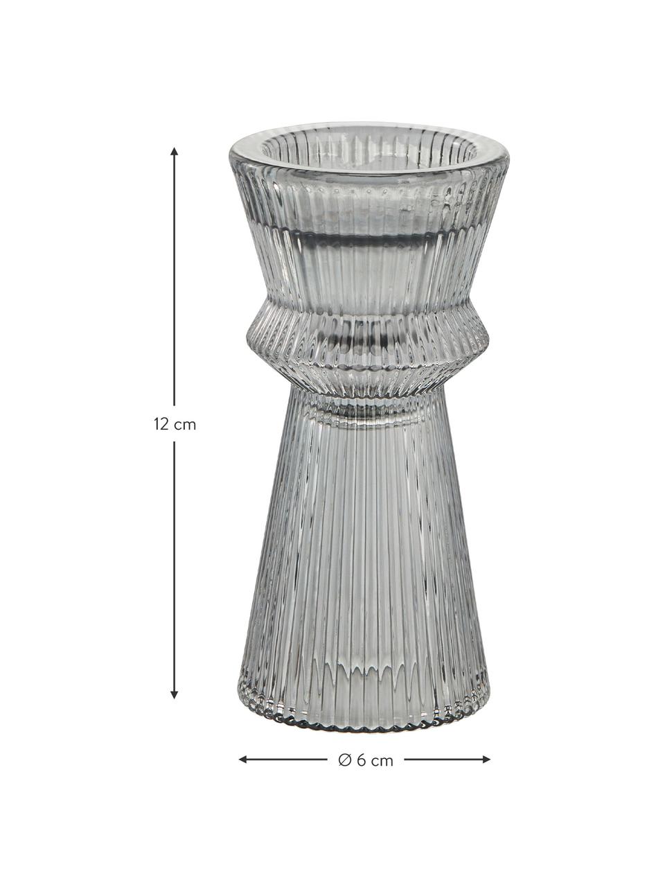 Svícen ze skla Sivia, Sklo, Šedá, transparentní, Ø 6 cm, V 12 cm