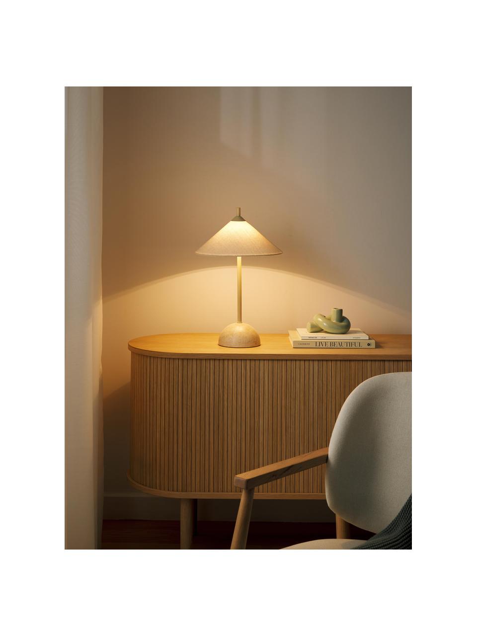 Lampe à poser avec pied en marbre Vica, Beige, marbré, Ø 31 x haut. 48 cm