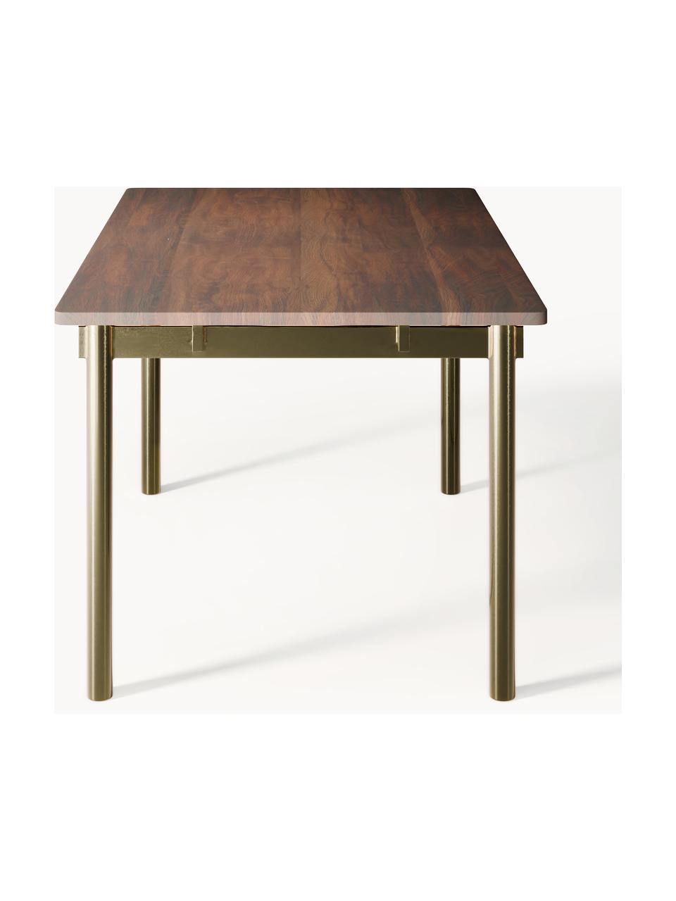 Esstisch Mavi, in verschiedenen Größen, Tischplatte: Akazienholz, geölt, Beine: Metall, beschichtet, Akazienholz, Goldfarben, B 140 x T 90 cm