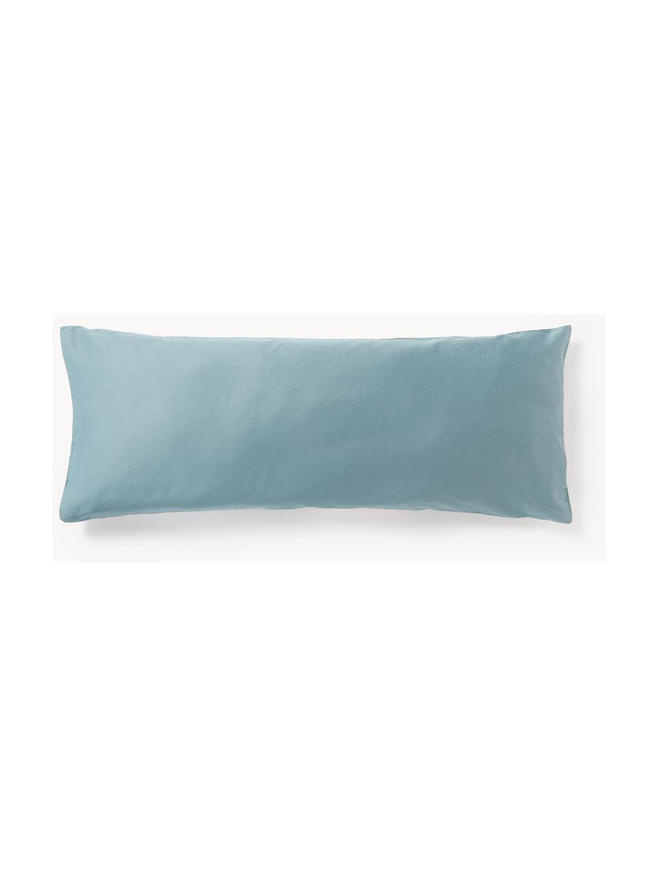 Funda de almohada de satén Flora, Azul petróleo, An 45 x L 110 cm