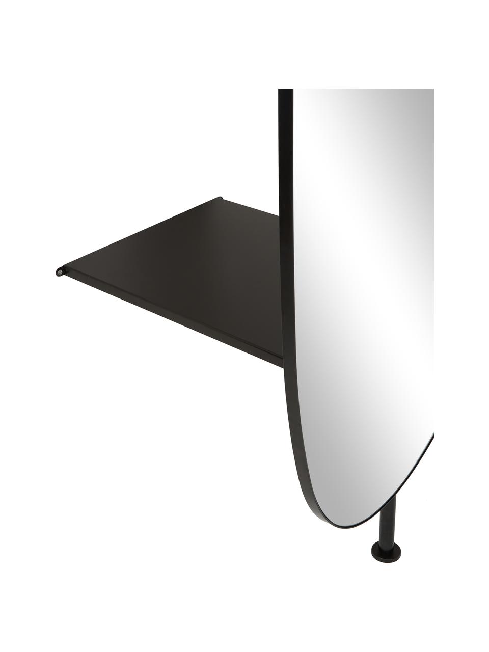 Moderne staande spiegel Ophelia voor wandmontage van metaal, Lijst: gepoedercoat metaal, Zwart, B 54 x H 190 cm