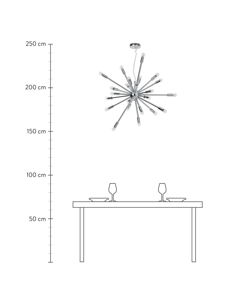 Grote hanglamp Spike in chroom, Lampenkap: verchroomd metaal, Baldakijn: verchroomd metaal, Chroomkleurig, Ø 90 cm