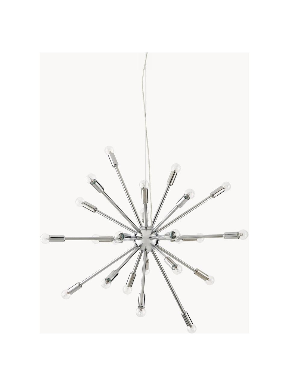 Lámpara de techo grande Spike, Pantalla: metal cromado, Anclaje: metal cromado, Cable: plástico, Plateado, Ø 90 cm