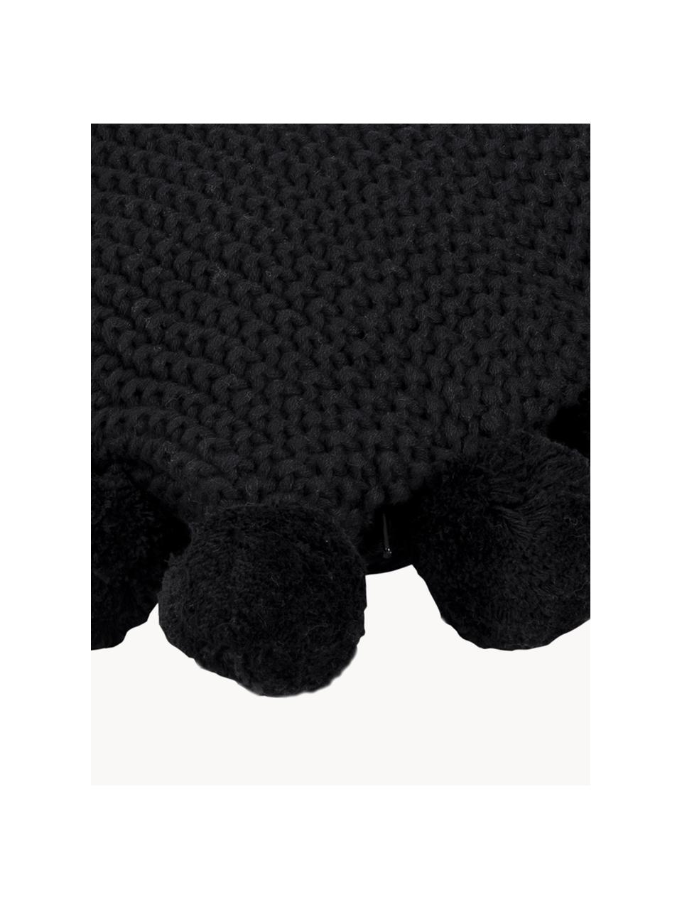 Gebreide kussenhoes Molly met pompoms, 100% katoen

Het materiaal dat in dit product wordt gebruikt, is getest op schadelijke stoffen en gecertificeerd volgens STANDARD 100 door OEKO-TEX® 11.HIN.00050 HOHENSTEIN HTTI., Zwart, B 40 x L 40 cm