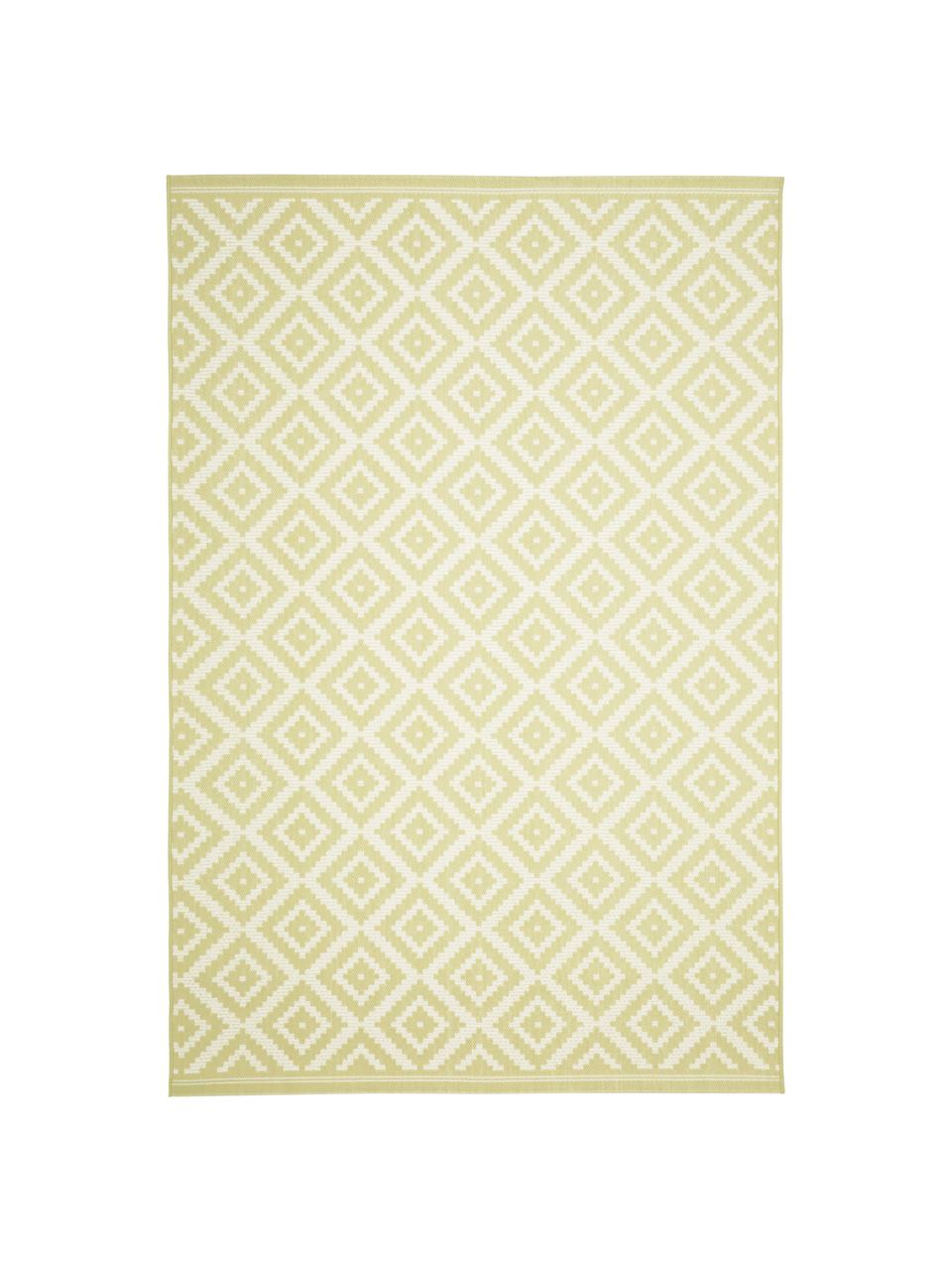 In- & outdoor vloerkleed met patroon Miami in geel/wit, 86% polypropyleen, 14% polyester, Wit, geel, B 200 x L 290 cm (maat L)