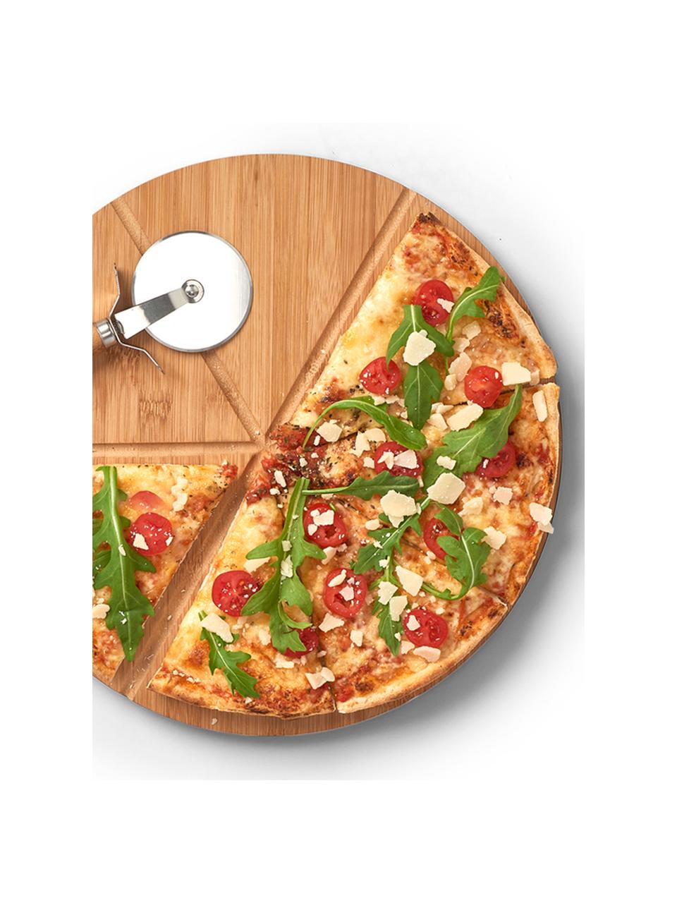 Bambus Pizza-Set Italiana, 2-tlg., Ø 32 cm, Helles Holz, Metall, Ø 32 cm