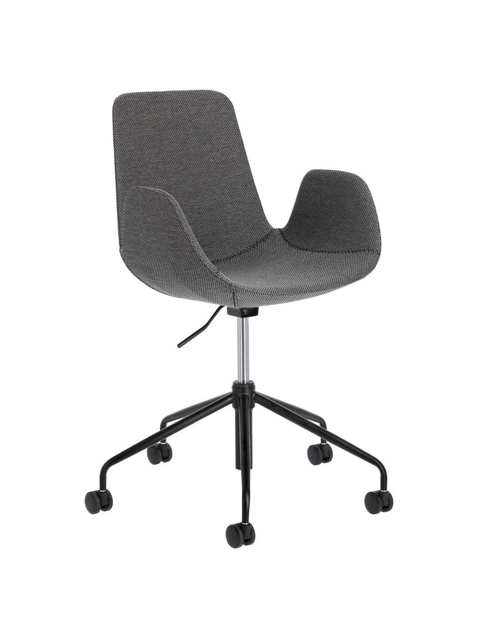 Chaise de bureau pivotante rembourrée, à hauteur réglable Yolanda, Gris, noir