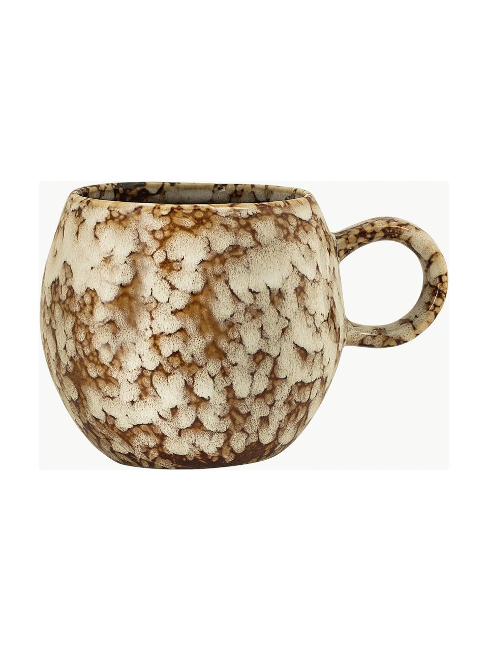 Handgemachte Tasse Paula mit Glasur, Steingut, Hellbeige, Braun, Ø 9 x H 8 cm, 250 ml