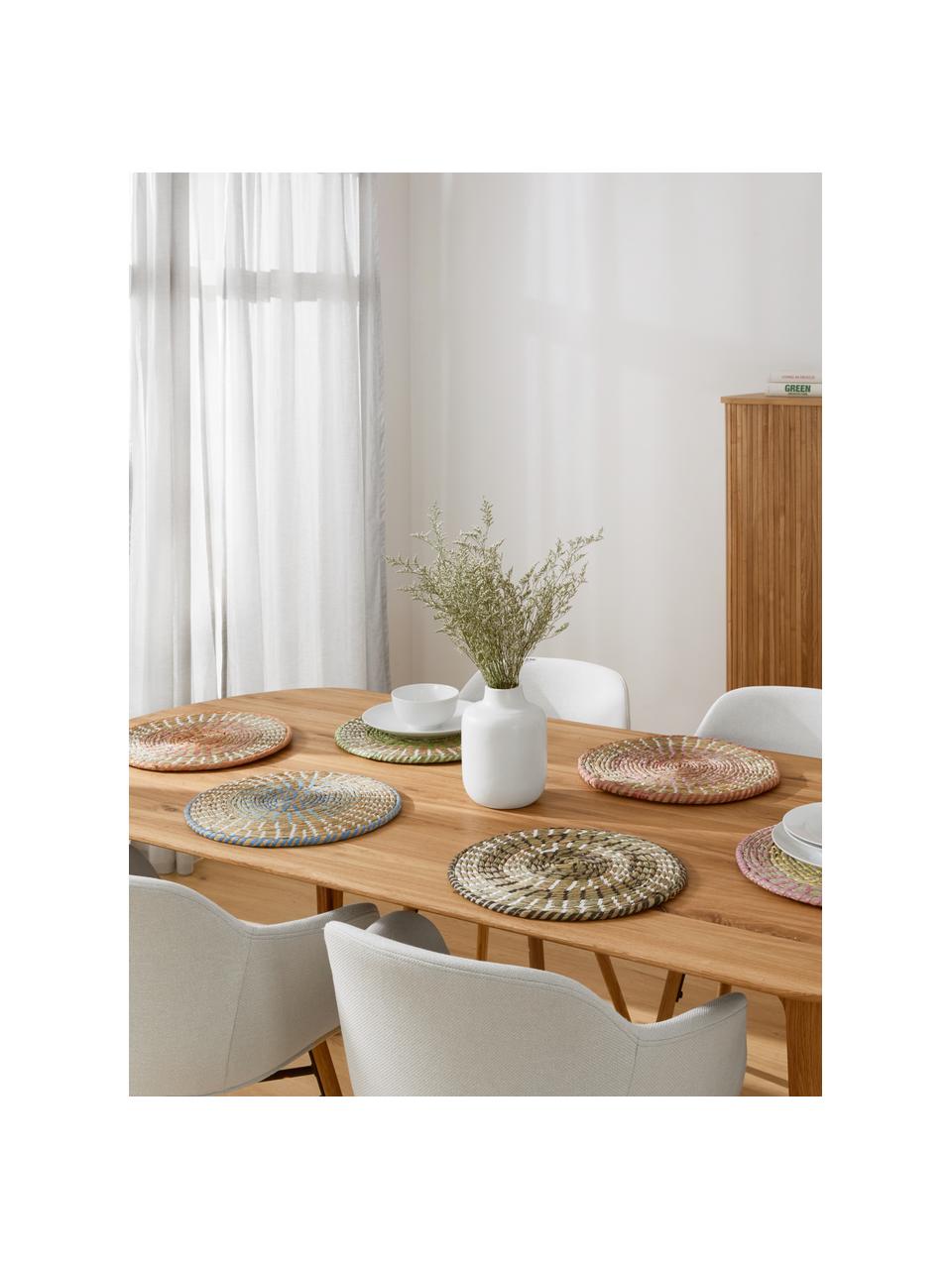 Runde Tischsets Mexico aus Naturfasern, 6er Set, Stroh, Mehrfarbig, Ø 38 cm