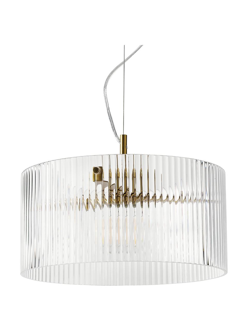 Lámpara de techo de vidrio Emmi, Pantalla: vidrio, Anclaje: metal recubierto, Cable: plástico, Dorado, transparente, Ø 35 x Al 17 cm