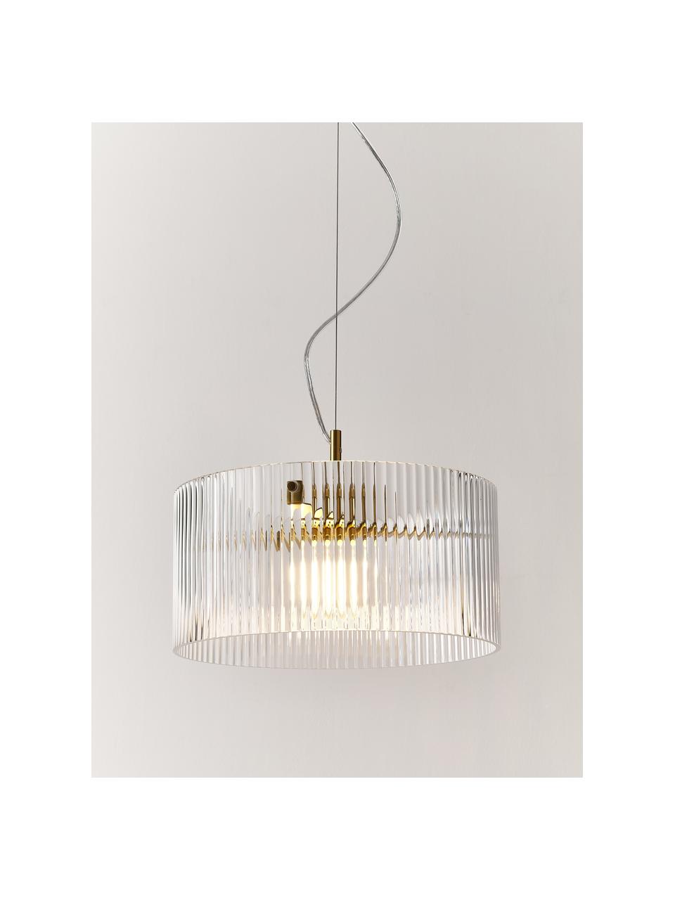 Lampa wisząca ze szkła Emmi, Transparentny, odcienie złotego, Ø 35 x W 17 cm