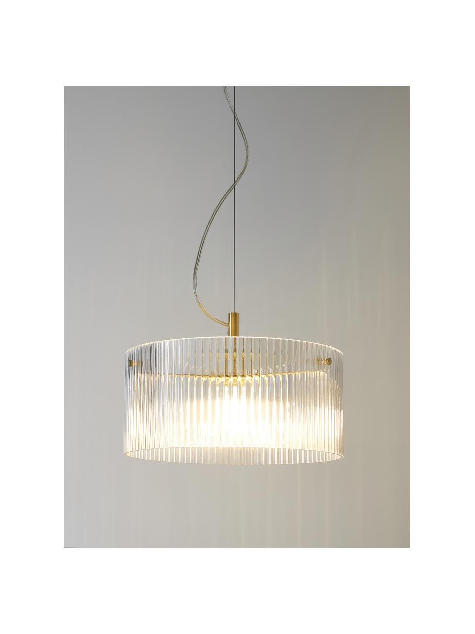 Lampa wisząca ze szkła Emmi, Transparentny, odcienie złotego, Ø 35 x W 17 cm