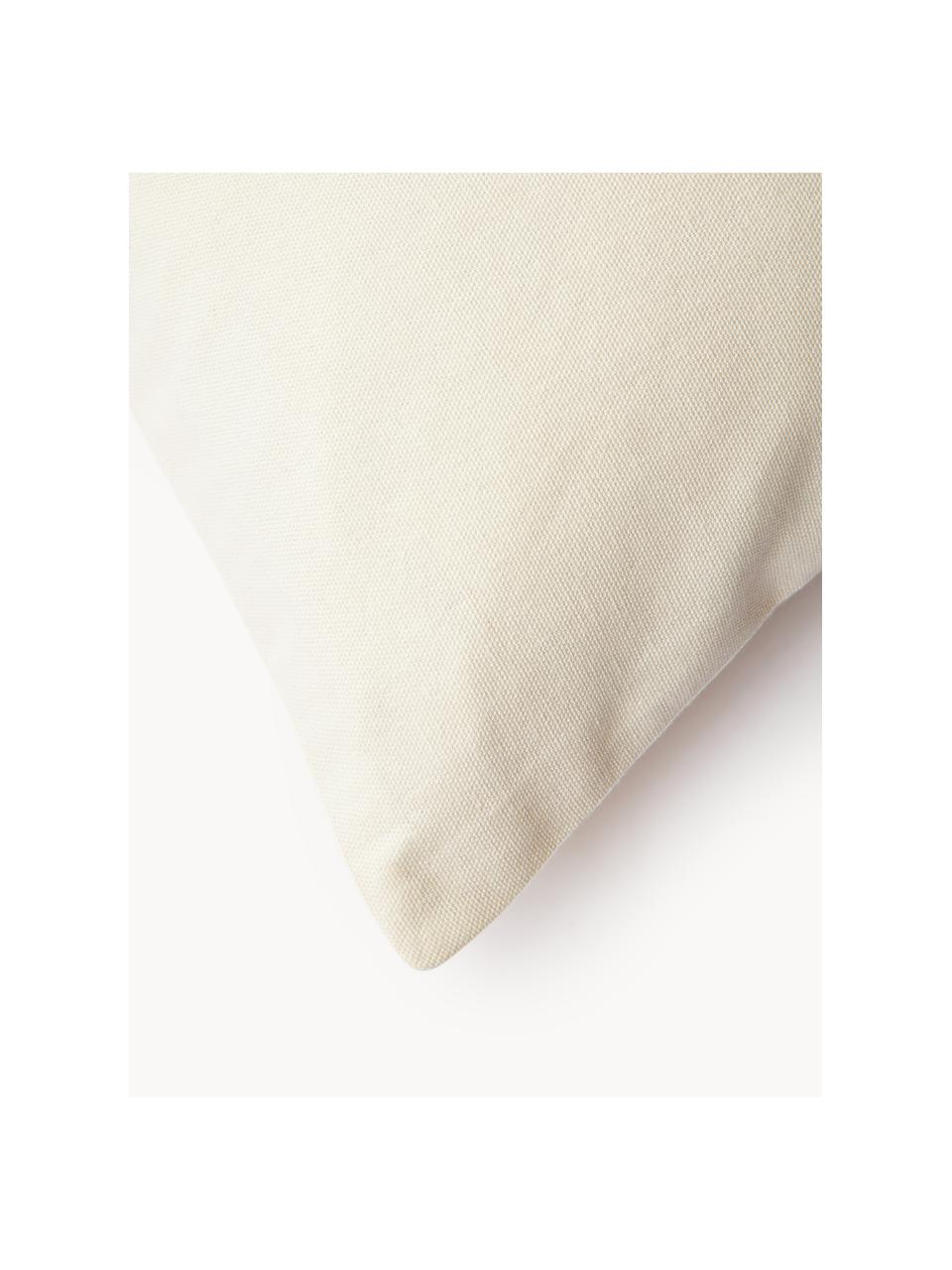 Copricuscino ricamato con motivo invernale Rebeca, 100% cotone, Bianco latte, rosso, verde scuro, Larg. 45 x Lung. 45