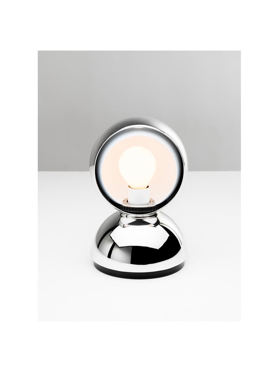 Kleine verstelbare tafellamp Eclisse, Lampenkap: polycarbonaat, technopoly, Frame: gecoat staal, Zilverkleurig, Ø 12 x H 18 cm