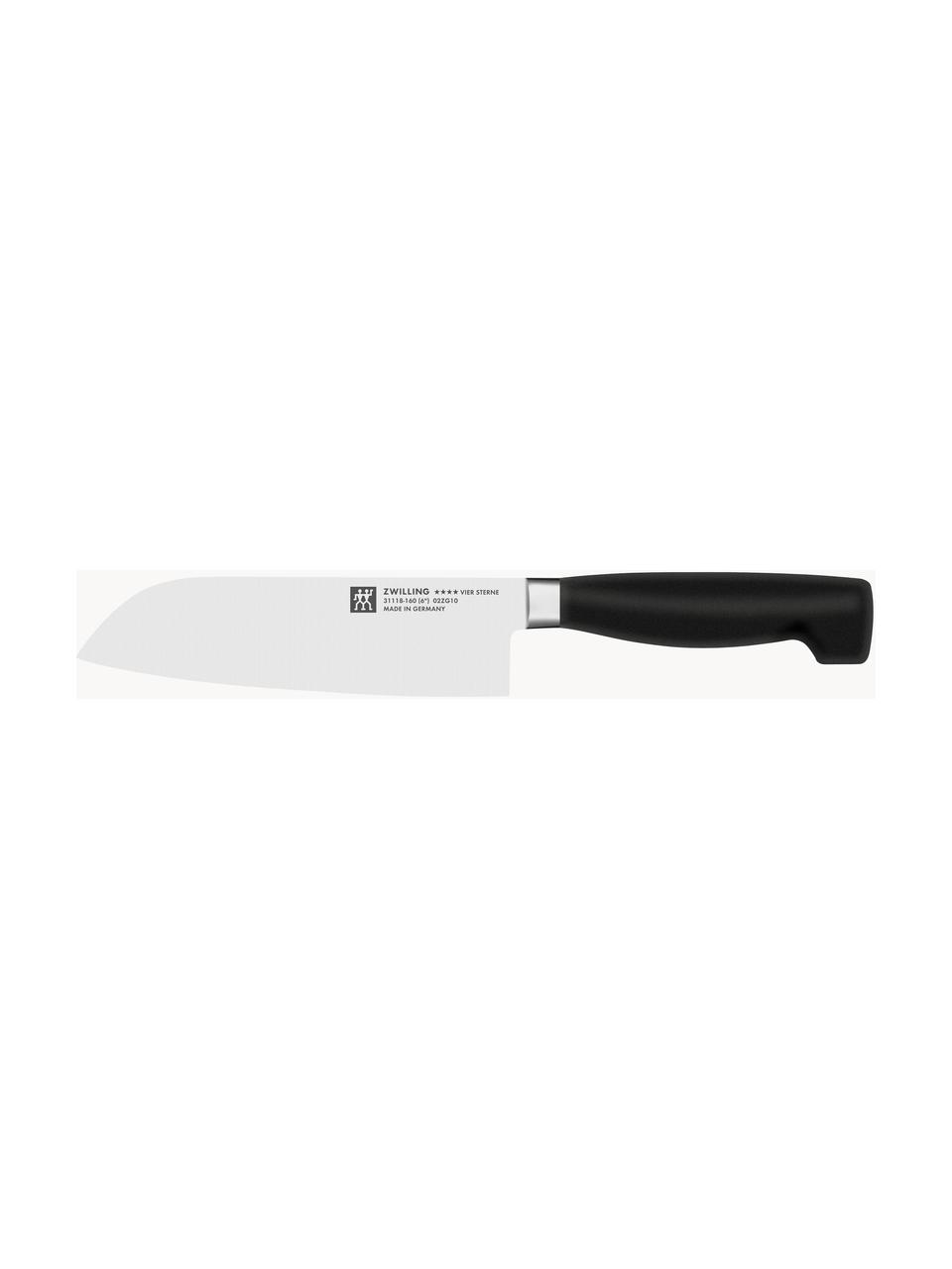 Coltello Santoku Four Star, Maniglia: plastica, Argentato, nero, Lunghezza 29 cm