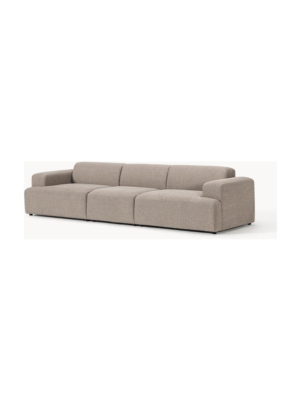 Sofa Melva (4-Sitzer), Bezug: 100 % Polyester Der strap, Gestell: Massives Kiefern- und Fic, Füße: Kunststoff Dieses Produkt, Webstoff Greige, B 319 x T 101 cm