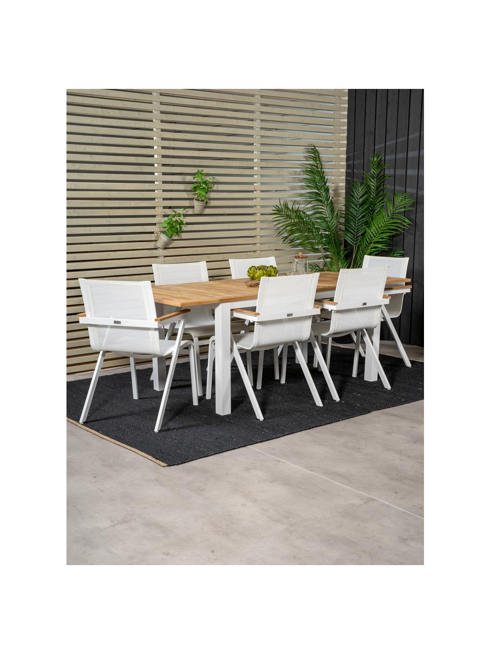 Set tavolo e sedie da giardino Mexico 7 pz, Seduta: textilene, Bianco, marrone, Set in varie misure