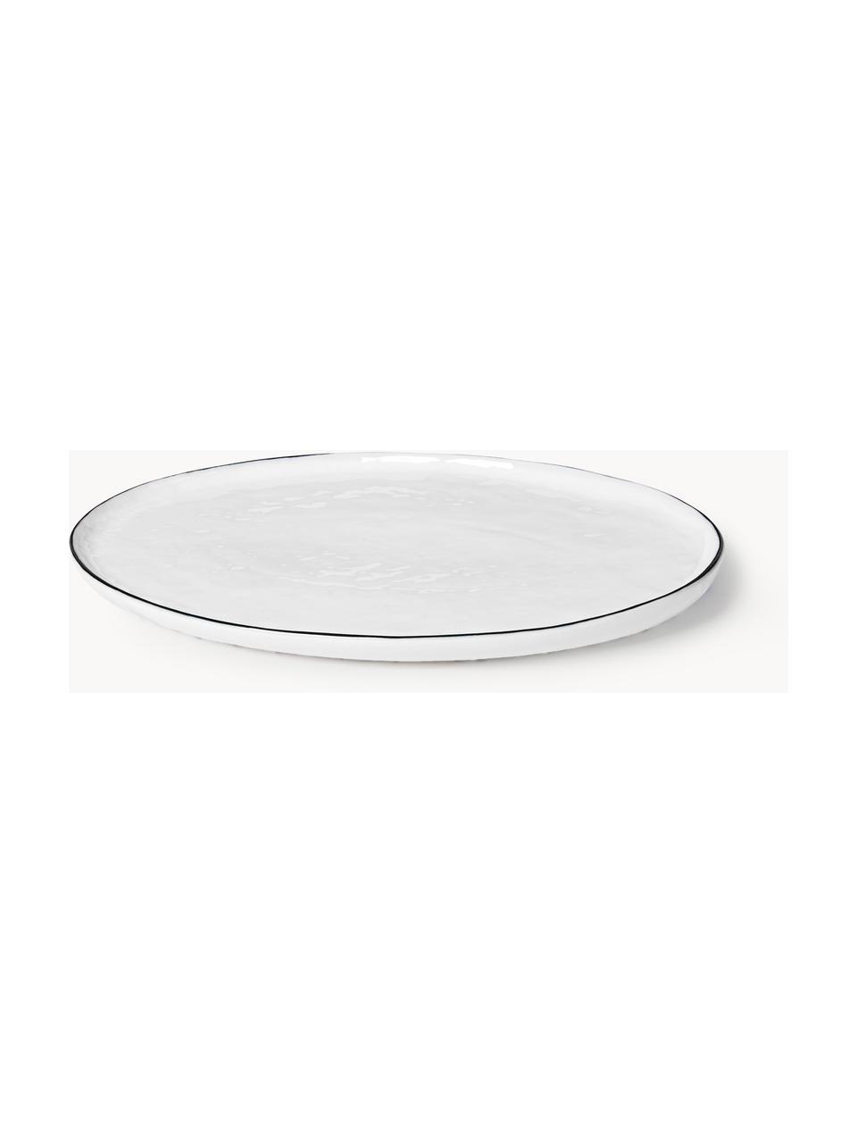 Ručne vyrobený servírovací tanier z porcelánu Salt, D 30 x Š 20 cm, Porcelán, Biela, D 30 x Š 20 cm