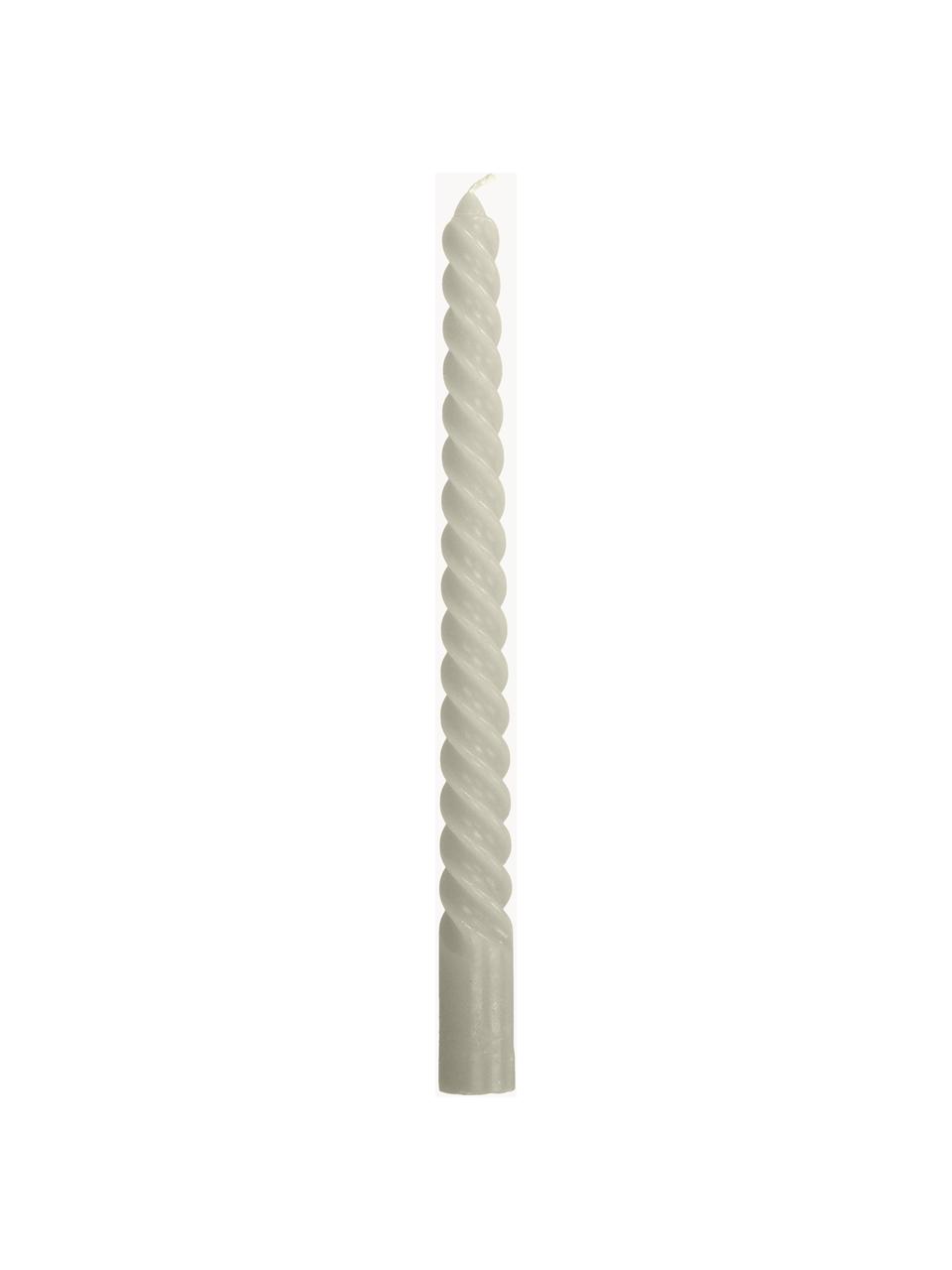 Velas candelabro Twisted, 4 uds., Cera, Blanco Off White, Al 26 cm