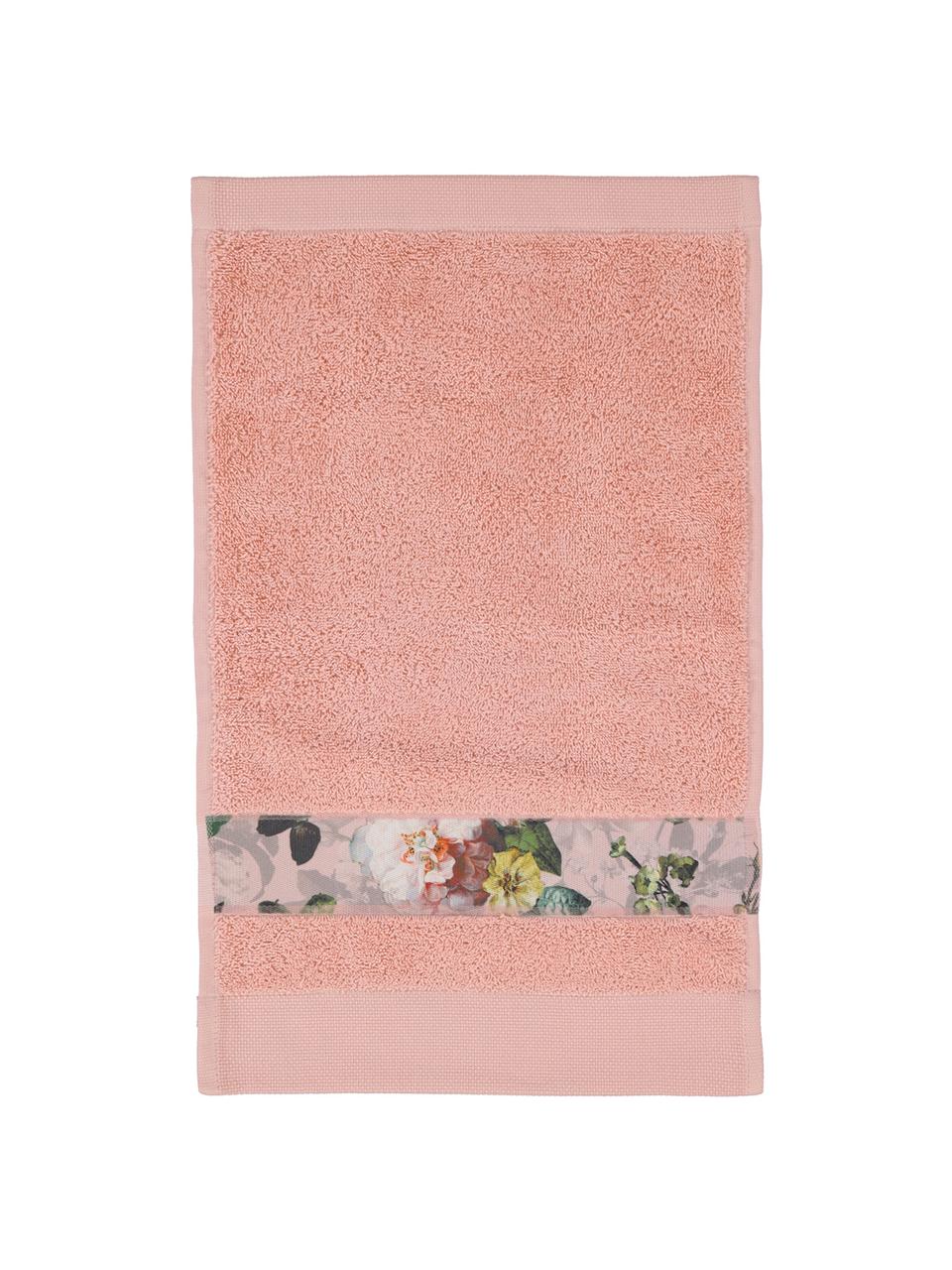 Handdoek Fleur in verschillende formaten, met bloemenrand, 97% katoen 3% polyester, Roze, multicolour, Handdoek, B 60 x L 110 cm