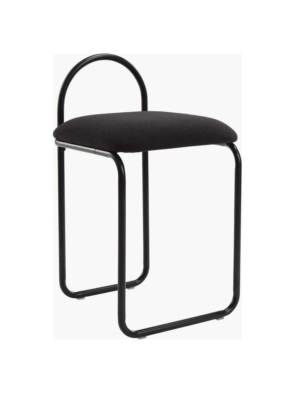 Krzesło z metalu Angul, Tapicerka: 100% poliester, Stelaż: stal powlekana, Czarna tkanina, S 37 x G 39 cm