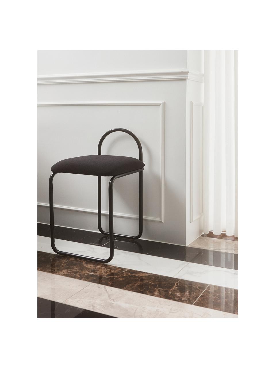 Chaise en métal Angui, Tissu noir, larg. 37 x prof. 39 cm