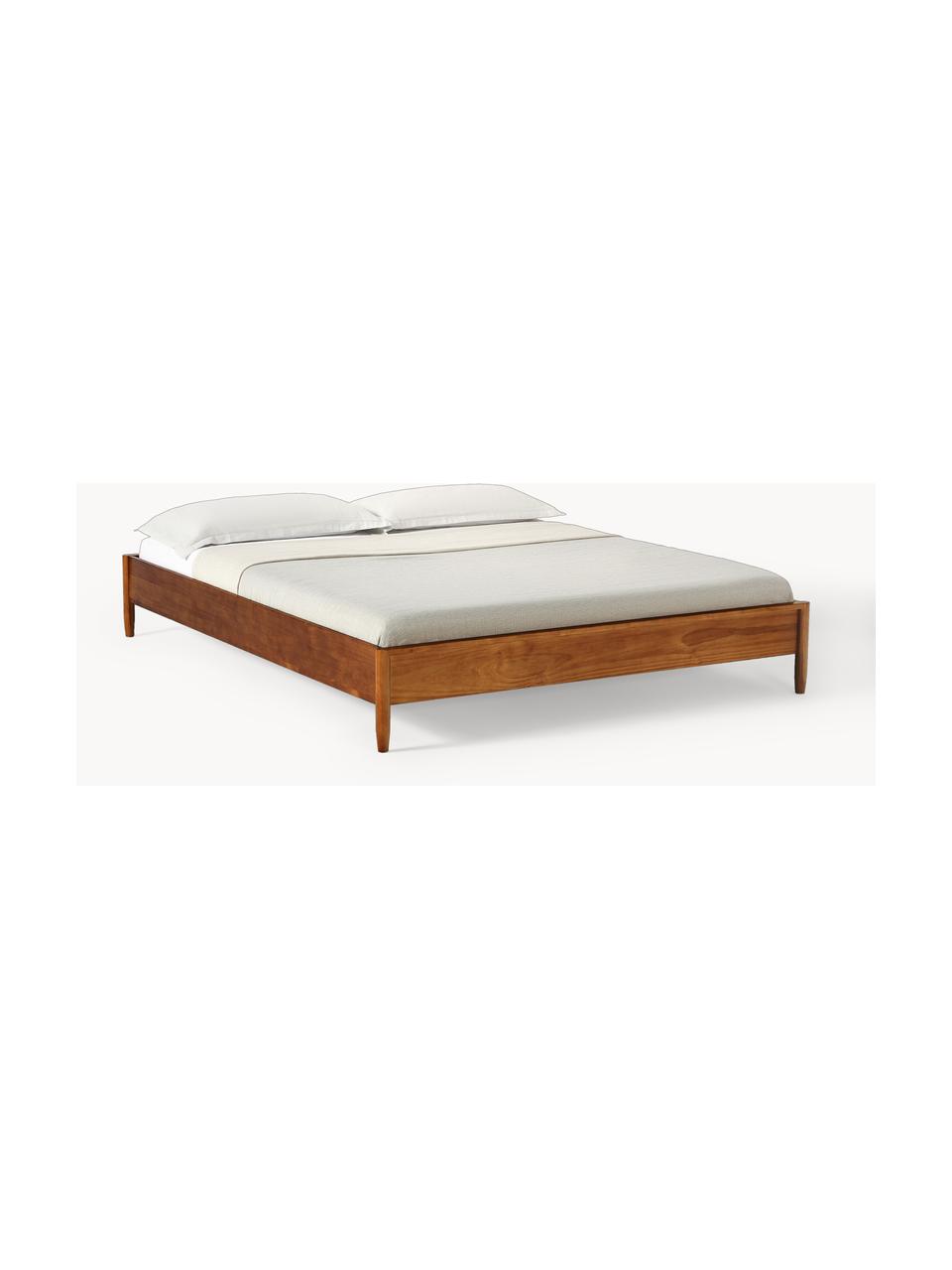 Houten bed Windsor van grenenhout, Massief grenenhout, FSC-gecertificeerd, Grenenhout, donker, B 140 x L 200 cm