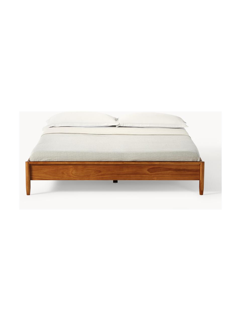 Houten bed Windsor van grenenhout, Massief grenenhout, FSC-gecertificeerd, Grenenhout, donker, B 140 x L 200 cm