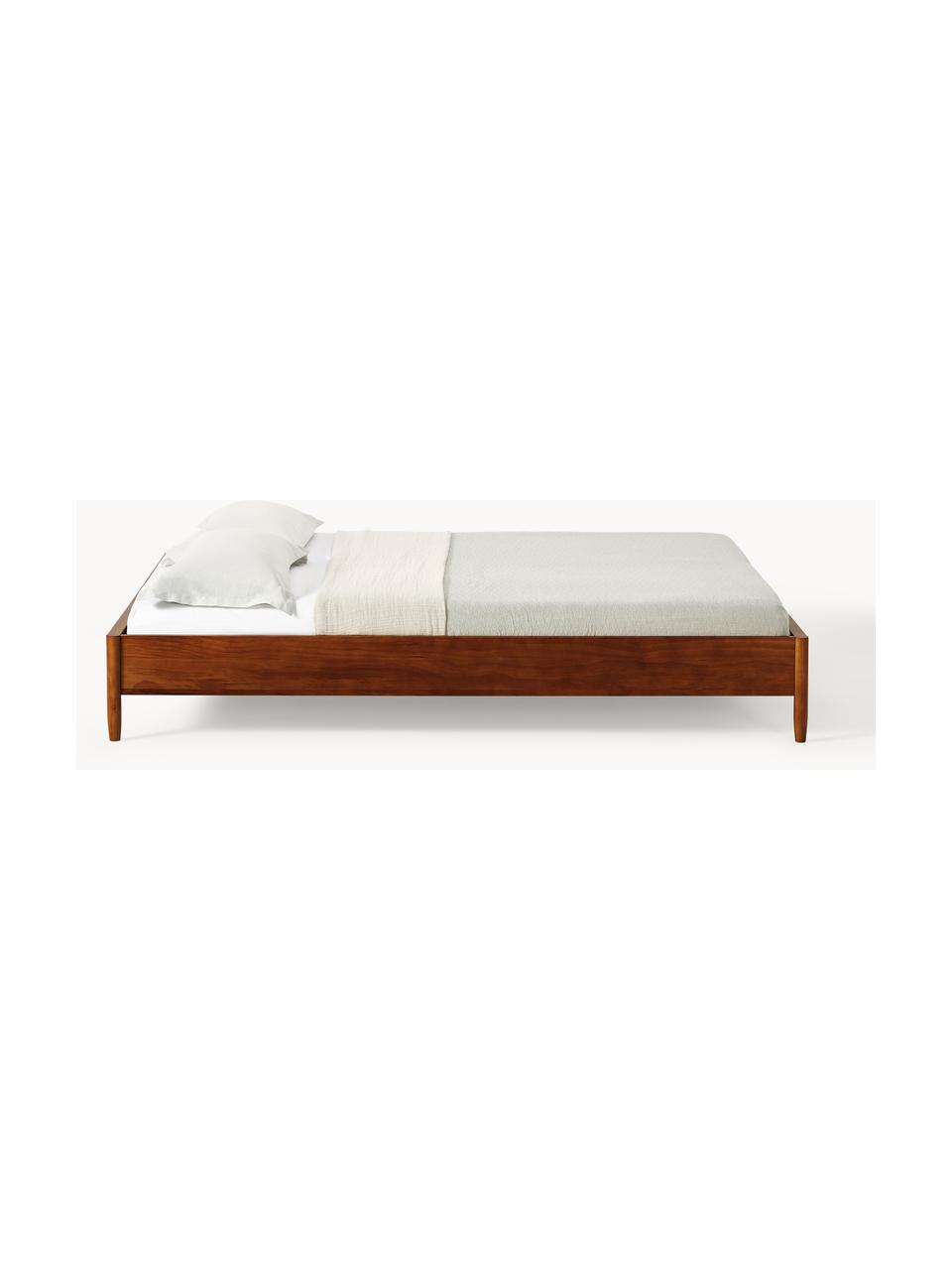 Cama de madera de pino Windsor, Madera de pino macizo, certificado FSC, Madera de pino oscura, An 140 x L 200 cm